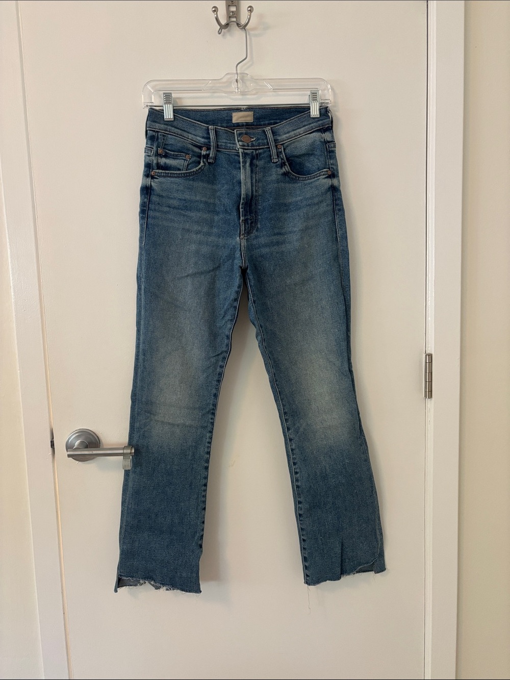 MOTHER Straight-Leg Mid Blue Jeans
